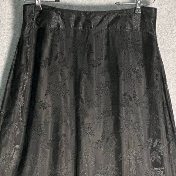 April Cornell X‎ Vintage Sz L Black Soiree Midi Skirt Floral Rayon Jacquard 90s - Picture 5 of 9